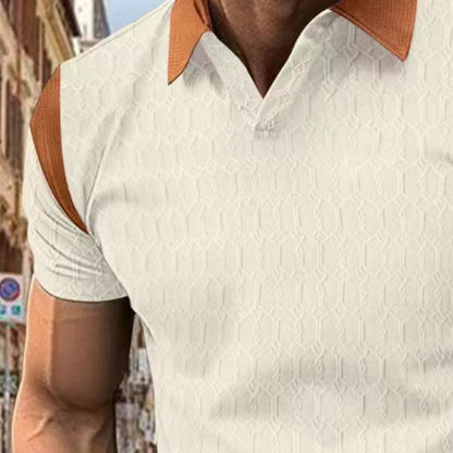 Men's Waffle Jacquard Solid Color Polo Shirt