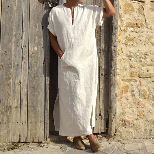 Short Sleeve Long-cut Robe Coat for Men