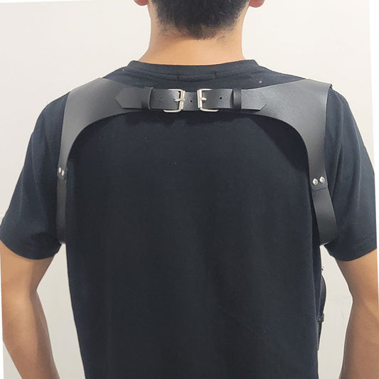 Fashion Men's Adjustable PU Leather Suspender Belt