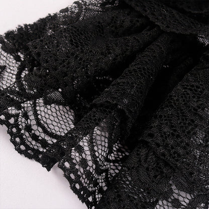 Vintage Embroidered Lace Black Bow Tie