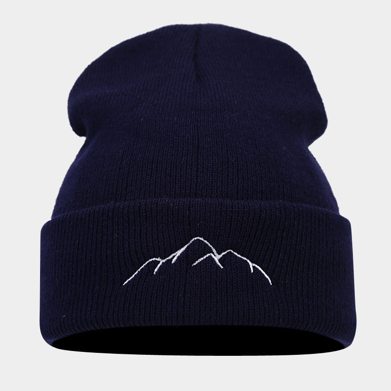 Peak Embroidery Beanie Hat Warm Trendy