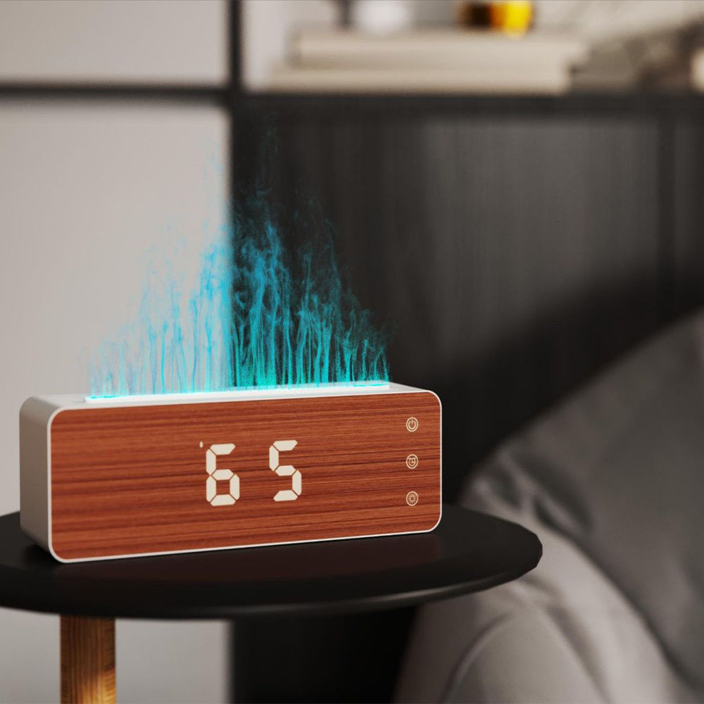 Flame Humidifier Aromatherapy Clock Display