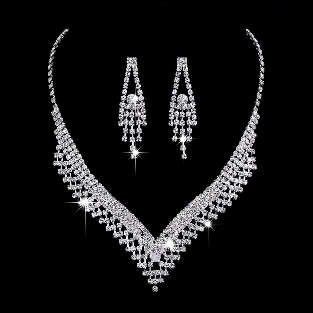 Rhinestone Water Drop Jewelry Set