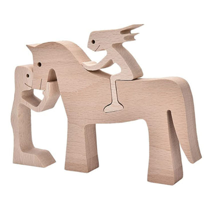 DIY Wooden Dog Figurine Sculpture Home Decor