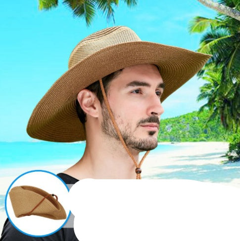 Mesh Big Brim Straw Hat Men’s Sun Protection