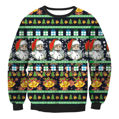 Ugly Christmas Sweater, Santa Elf Print, Pullover