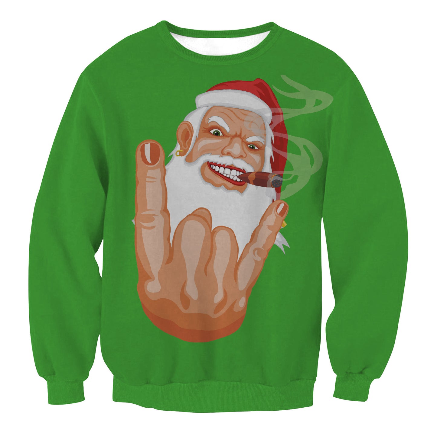 Ugly Christmas Sweater, Santa Elf Print, Pullover