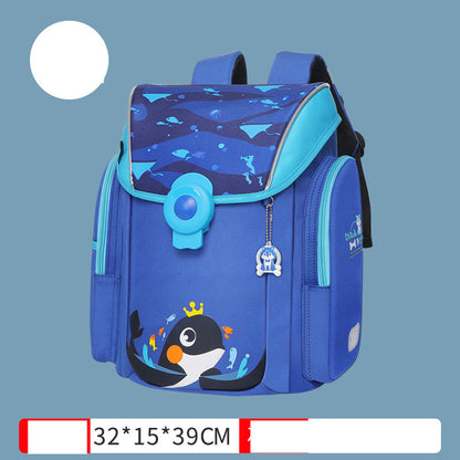 Primary School Students Backpack With Magnetic Buckle And Ridge Protection