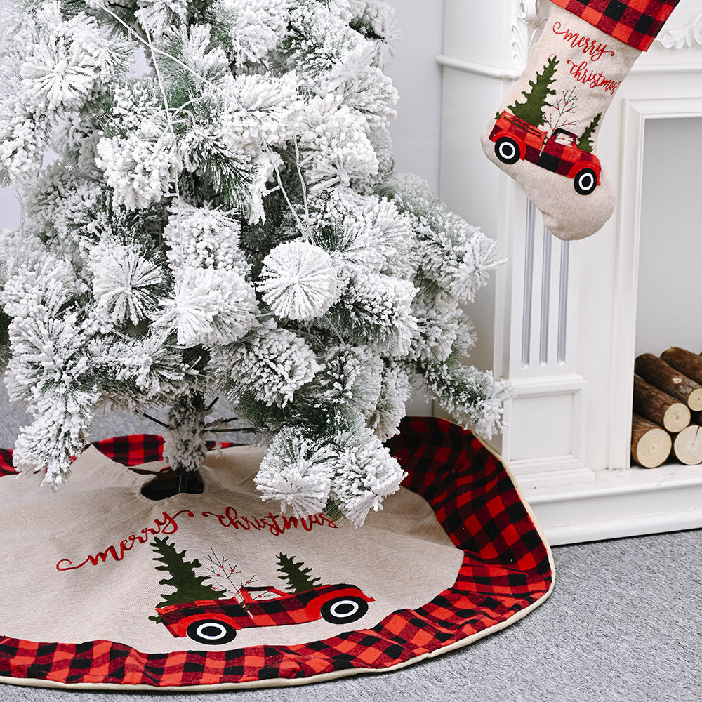 Linen Christmas Tree Skirt 120CM Decor