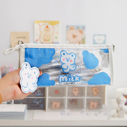 Japanese-Inspired Transparent Pencil Case for Girls