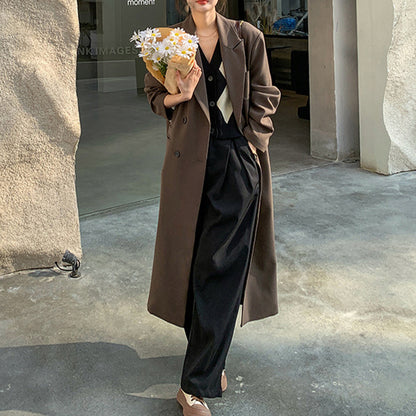 Women's Long Trench Coat, British Style Classic Spring Jacket