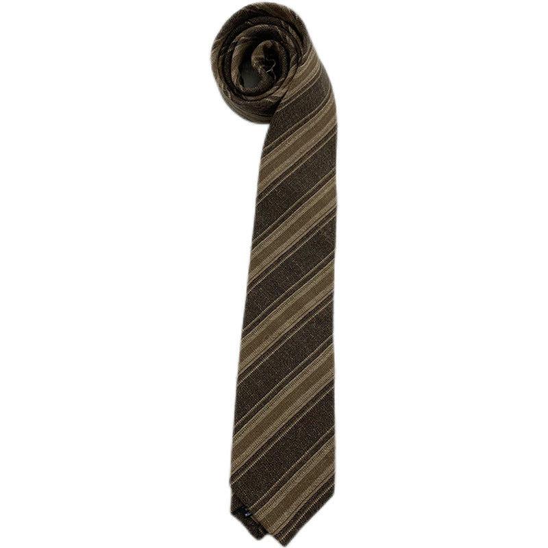 Autumn Winter British Style Knitted Cotton Linen Striped Tie