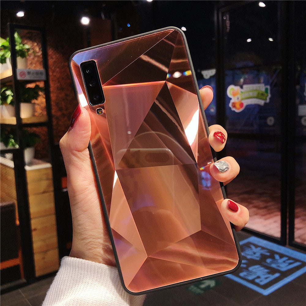 Diamond pattern rhombus mirror phone case