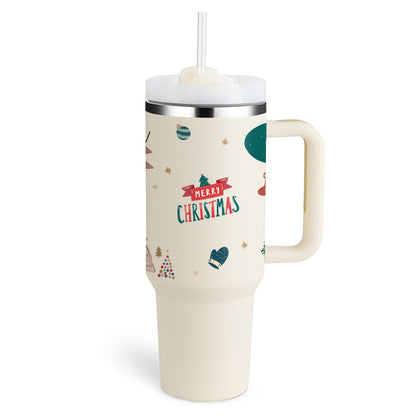 40 Oz Insulated Tumbler with Handle and Straw