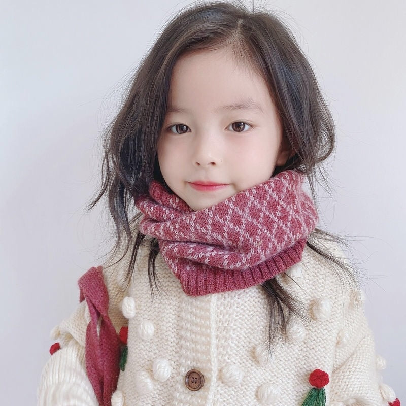 Warm All-matching Plaid Knitted Children's Scarf