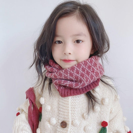 Warm All-matching Plaid Knitted Children's Scarf