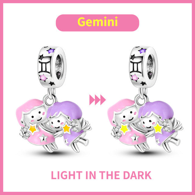 S925 Colorful Luminous Constellation Pendant
