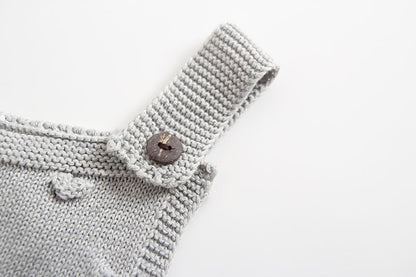 Baby knitted suspenders romper