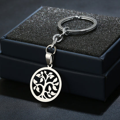 Stainless Steel Tree of Life Keychain