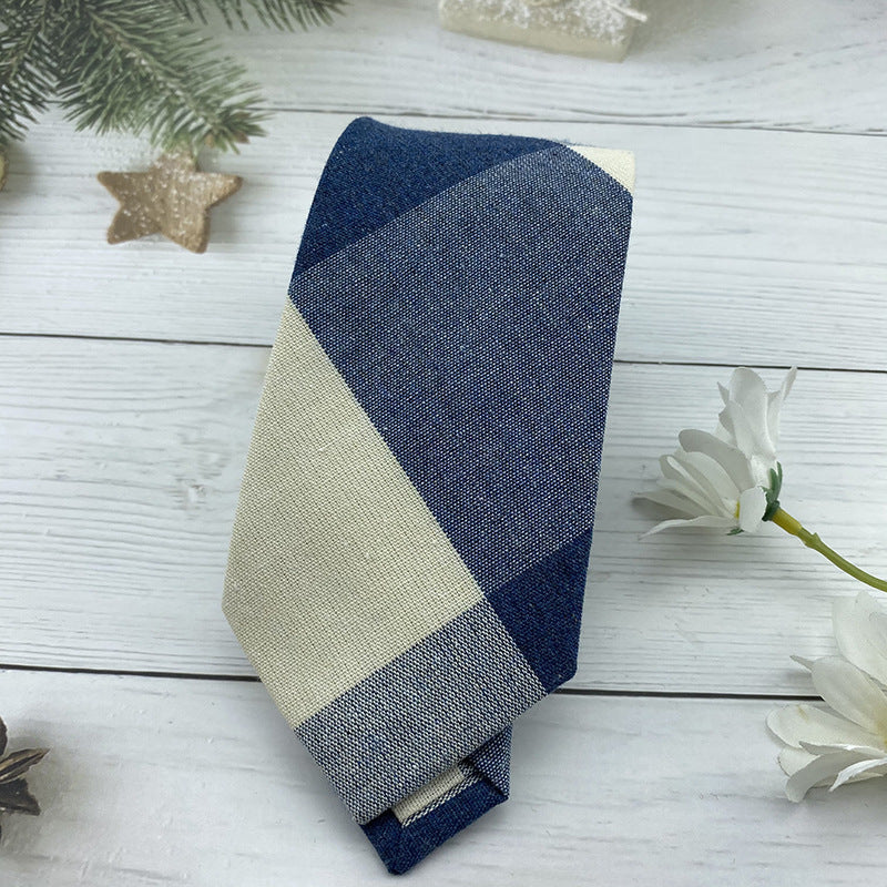 Autumn Winter British Style Knitted Cotton Linen Striped Tie