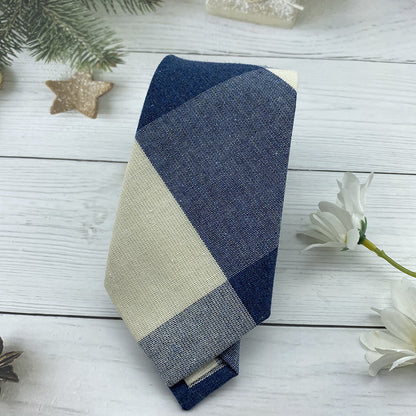 Autumn Winter British Style Knitted Cotton Linen Striped Tie