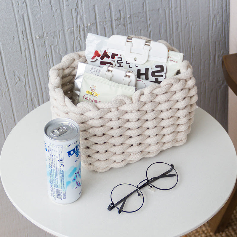 Nordic Hand Woven Cotton Rope Basket