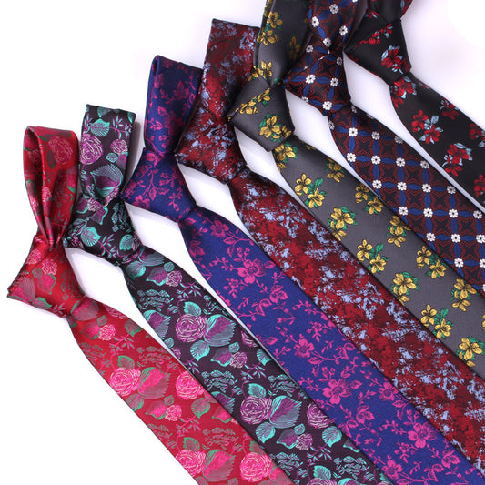 Men's 6cm Flower Graffiti Yarn-dyed Tie
