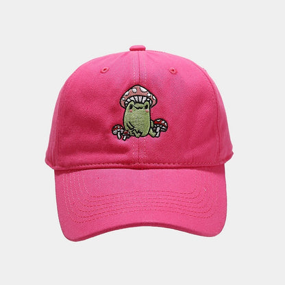 Cute Cartoon Frog Mushroom Embroidered Baseball Cap