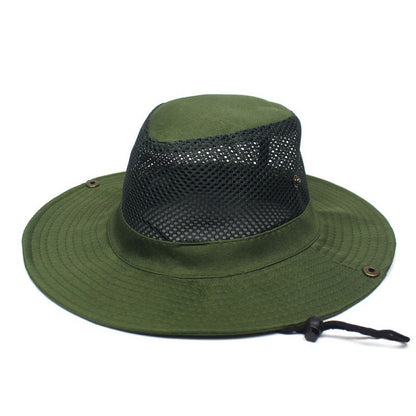 Patchwork Mesh Bucket Hat Sun Protection Foldable