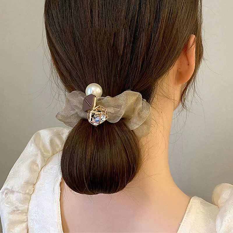 Light Luxury Pearl Organza Highly Elastic Hair Rope