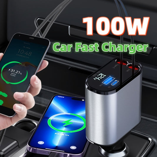 Metal Car Charger 100W USB Type C Adapter