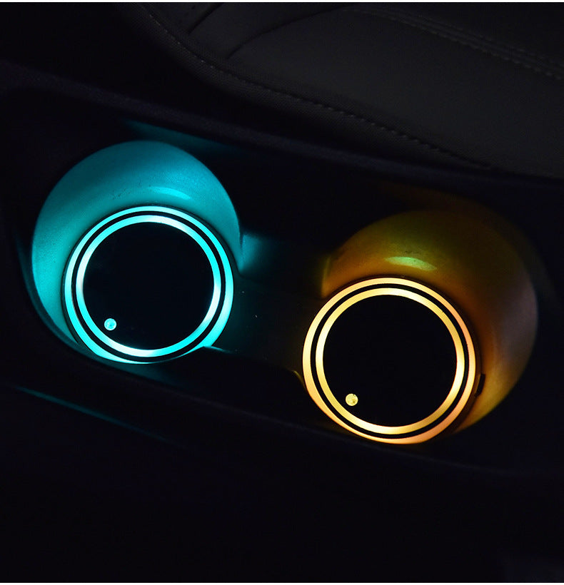 LED Colorful Cup Holder Coaster with Solar & USB Charging