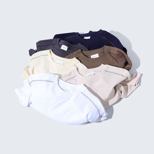 Retro Casual Contrast Color Line T-shirt