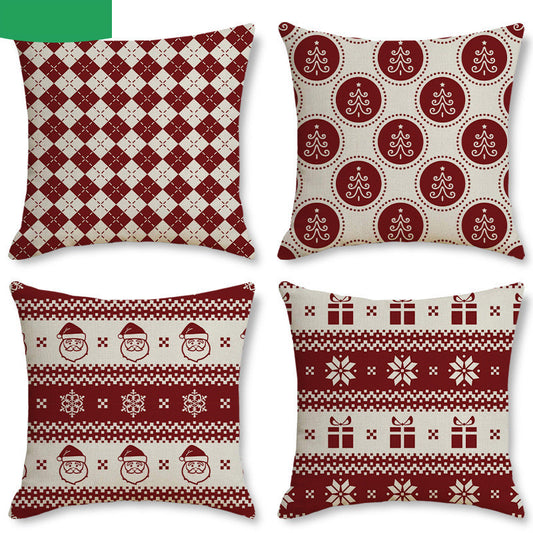 Christmas Linen Stripe Print Pillowcase