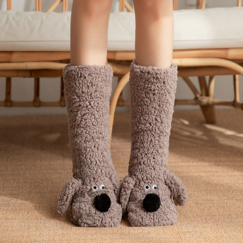 Cute Cartoon Dog Plush Winter Socks