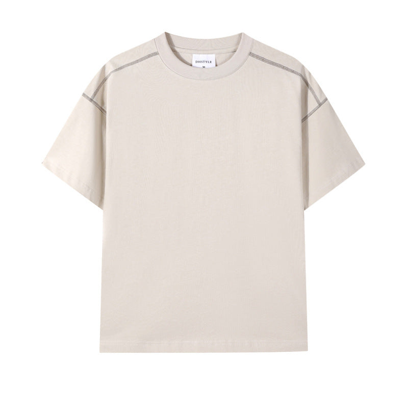 Retro Casual Contrast Color Line T-shirt