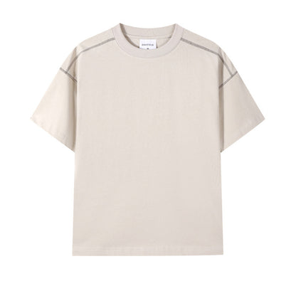 Retro Casual Contrast Color Line T-shirt