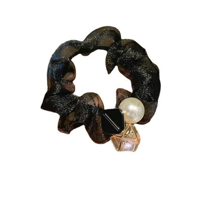 Light Luxury Pearl Organza Highly Elastic Hair Rope