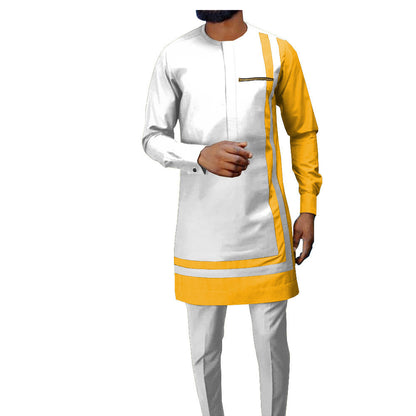 African Ethnic Printing Batik Cotton Men's Suit