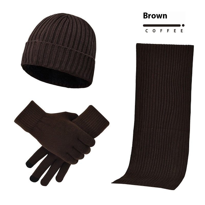 Men's Women's Knitted Wool Hat Scarf Gloves Set