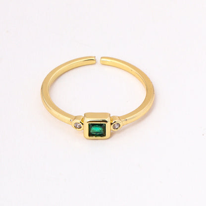 Geometric Square Zircon Copper Ring