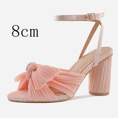 Fashion Sandals Thick Heel Bowknot