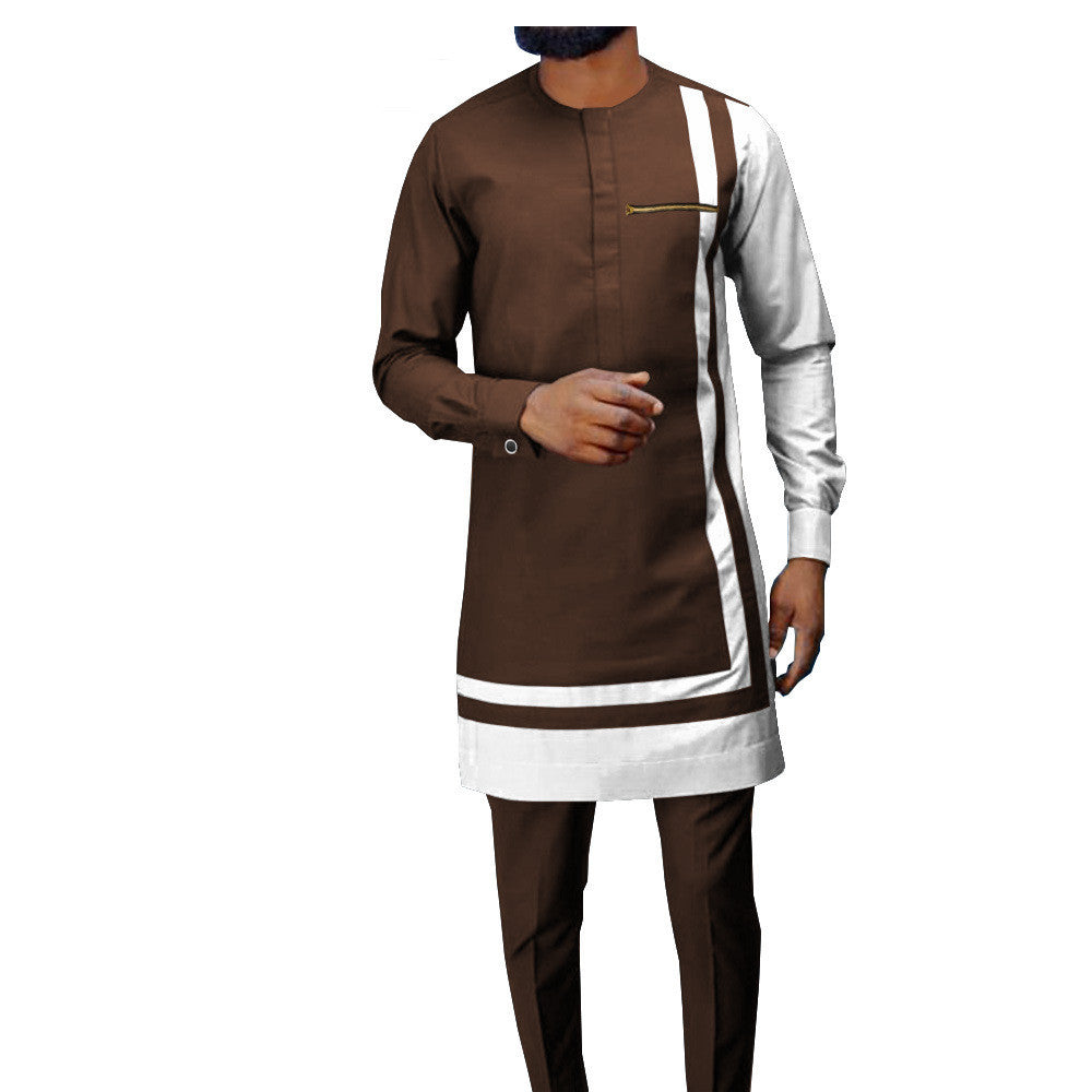 African Ethnic Printing Batik Cotton Casual Suit