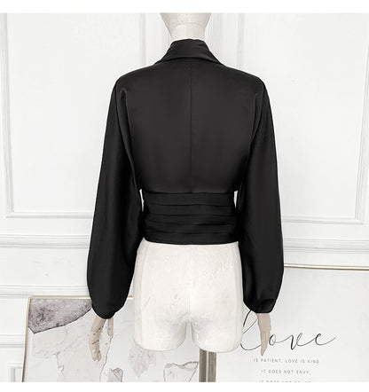 French Drape Pleated Long Sleeve Shirt