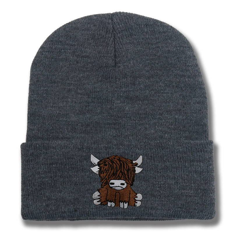Cartoon Long Hair Yak Knitted Hat Winter Warm Wool