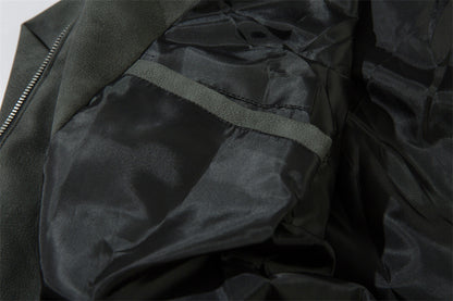 Men's Embroidered Letter Motorcycle Suit Leather Jacket