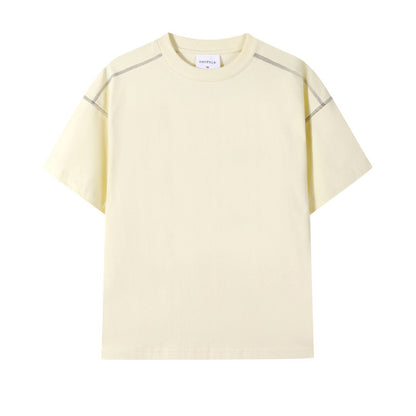 Retro Casual Contrast Color Line T-shirt