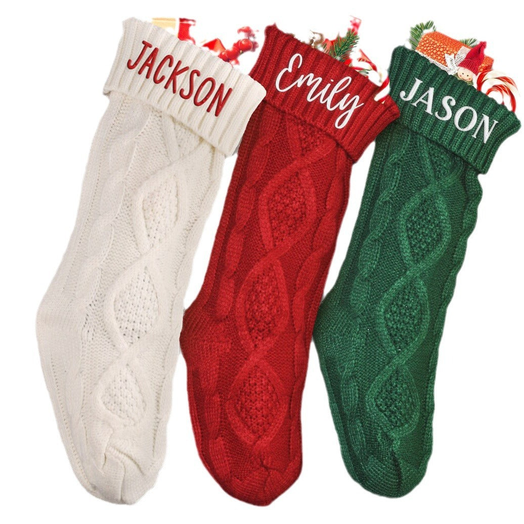 Embroidered Knitted Christmas Socks