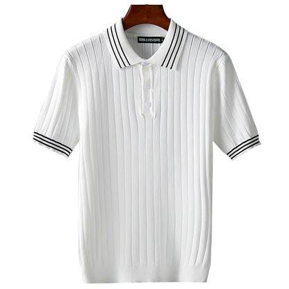 Men's Ice Silk Short Sleeve Lapel Polo Sweater