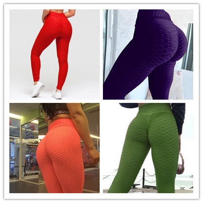 Women's Plus Size Black Jacquard Scrunch Fitness Yoga Leggings - Anti-Cellulite, Moisture-Wicking